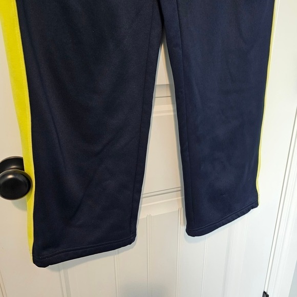 Nike Therma Fit Mens Track Pants Size Large Blue Yellow Pin Stripe Straight Leg - Picture 4 of 11